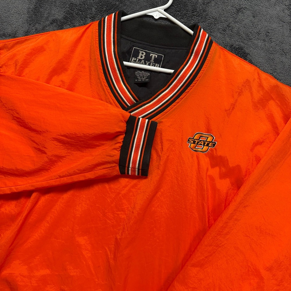 Vintage Oklahoma State Windbreaker Pullover Mens XL Orange OSU V-Neck Jacket